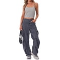 thumbnail image 2 of INSPIRE CHIC Women's Cotton Nightwear Striped Rib Cami Built-in Bra Stretchy Squared Neck Spaghetti Strap Pajama Tops S White with Black Stripe, 2 of 6