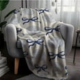 thumbnail image 5 of 1pc Elegant Blue Volleyball Bow Pattern Flannel Blanket - Soft, Cozy, and Lightweight All-Season Throw for Couch or Bed, Perfect Gift for Women, Men, Wife, Husband, Mom, Sister, Grandma, or Friends,, 5 of 6