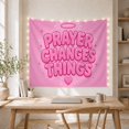 thumbnail image 5 of Prayer Changes Things on Soft Pink with Halo and Heart, Uplifting Retro Art for Faith Lovers, Christian Wall Decor, Friendship Gift Tapestry Wall Hanging for Bedroom and Dorm, 5 of 7