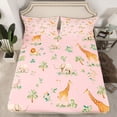 thumbnail image 2 of Castle Fairy Cartoon Lion Giraffe Elephant 4pcs Bed Sheets for Preppy Child,Jungle Animal King Sheets,Chic Floral Wildlife Super Cozy Sheet Set,Breathable Home Decor, 2 of 7