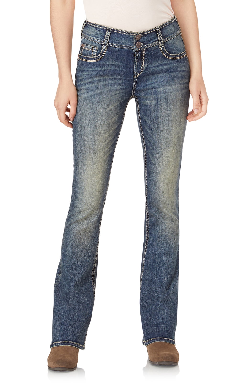 WallFlower Women's Luscious Curvy Bootcut Mid-Rise Insta Stretch Juniors Jeans (Standard and Plus)