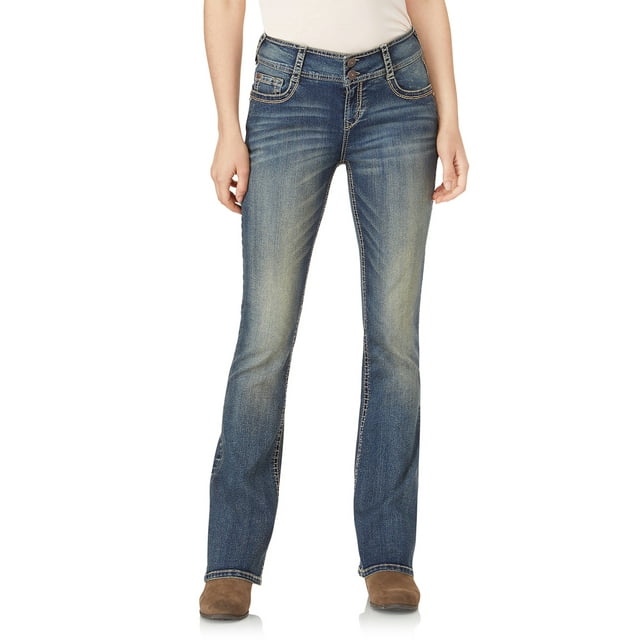 WallFlower Women's Luscious Curvy Bootcut Mid-Rise Insta Stretch Juniors Jeans (Standard and Plus)