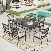 Sophia&William 7-Piece Outdoor Patio Dining Set Metal Padded Chairs and Table Set