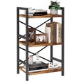 thumbnail image 3 of Bookshelf, 3 Tier Industrial Bookcase, Metal Small Bookcase, Rustic Etagere Book Shelf Storage Organizer for Living Room, Bedroom, and Home Office(Rustic Brown), 3 of 9