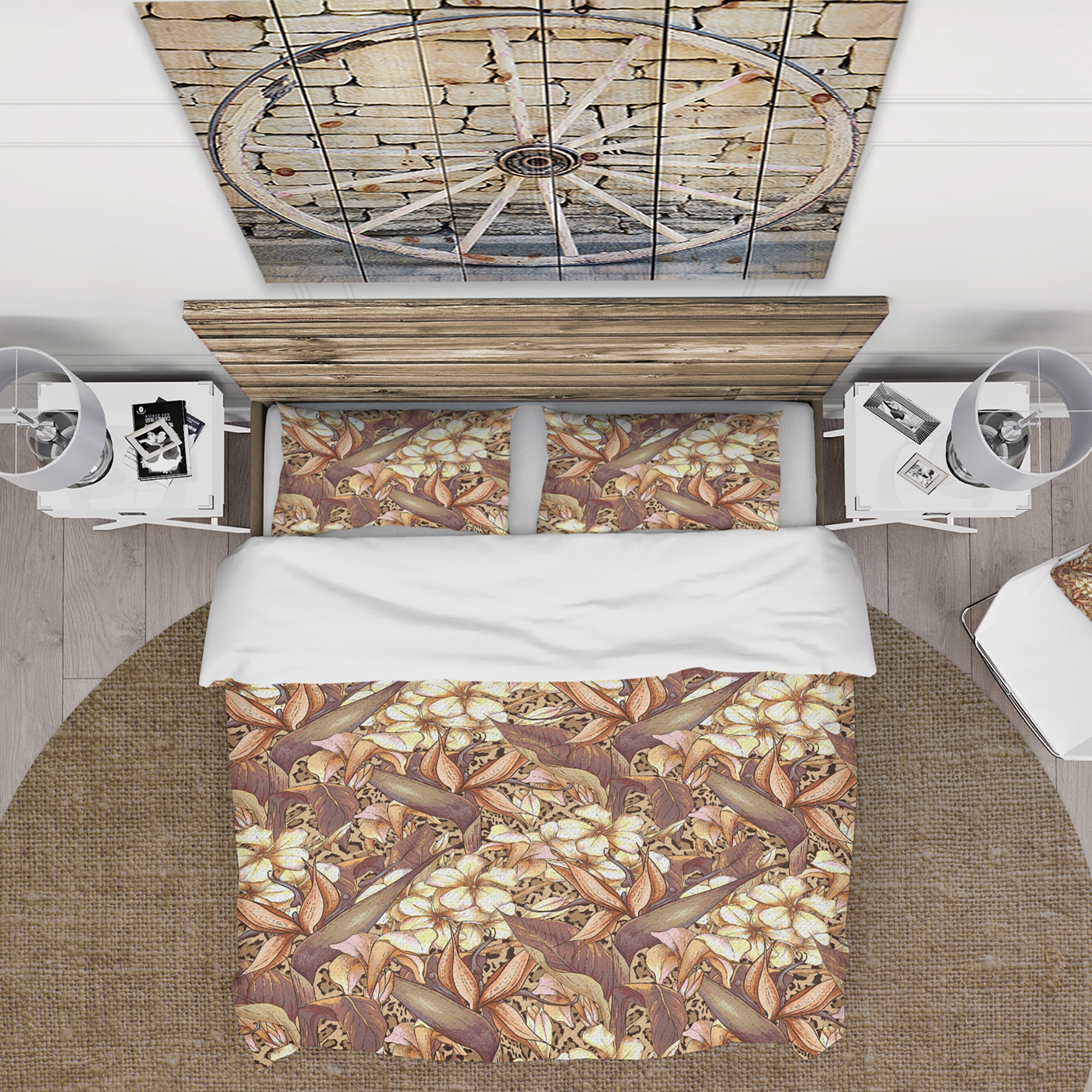 Designart 'Pattern with Exotic Flowers' Tropical Duvet Cover Set
