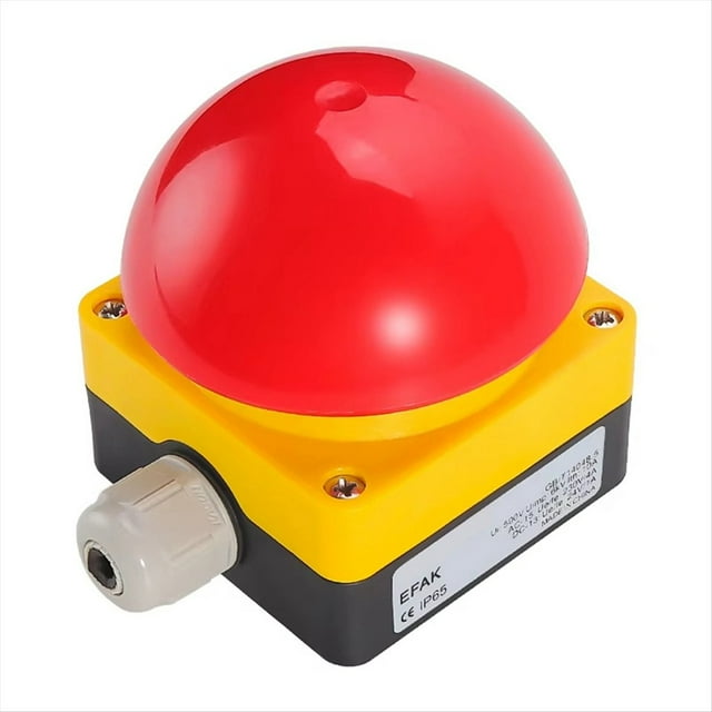 Interruptor de Pie/Mano IP65 EFAK, Pulsador de Parada de Emergencia con Cabezal Tipo , Autoblocante, Autorreinicio y Antichoque A.