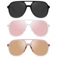 thumbnail image 1 of YDAOWKN Gafas de sol de aviador cuadradas retro para mujer y hombre, gafas de sol vintage de los años 70 con doble puente, 1 of 1