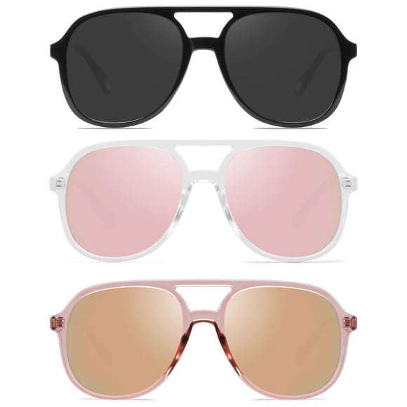 YDAOWKN Gafas de sol de aviador cuadradas retro para mujer y hombre, gafas de sol vintage de los años 70 con doble puente