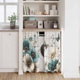 thumbnail image 6 of Teal Tulip Butterfly Kitchen Curtains 45 Inch Length, Beige Turquoise Floral Grey Wooden Tiers Curtains for Bathroom Bedroom Cafe, Light Filtering Small Window Treatment Drapes 2 Panels 42"Wx45"L, 6 of 8