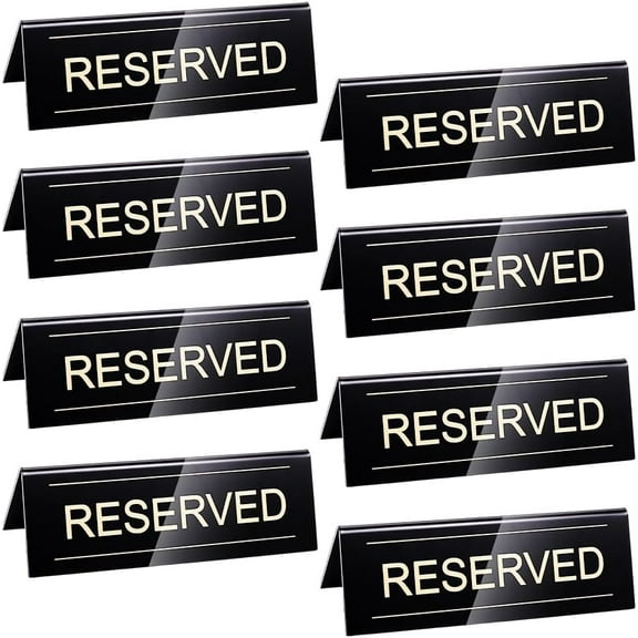 8Pcs Reserved Table Signs Acrylic Guest Reservation Table Reserved Sign for Restaurant Black Waterproof Double Sided Reserved Table Seat Signs for Wedding Party Restaurants Meeting Prussian Blue