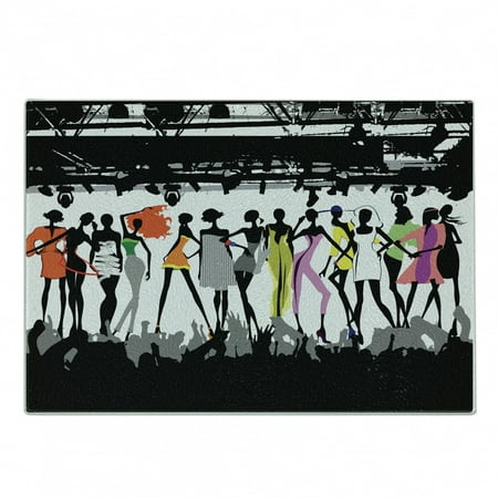 

Funny Cutting Board Modern Colorful Fashion Bodycon Runway Stage Concert Form Top Models Decorative Tempered Glass Cutting and Serving Board Small Size White Coral Purple by Ambesonne
