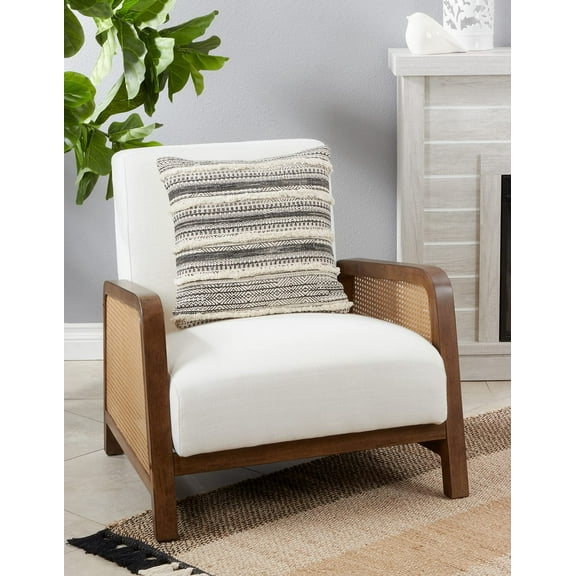 Fennco Styles Handmade Tufted Block Print Cotton Decorative Throw Pillow 18" W x 18" L - Black Textured Cushion for Home, Couch, Bedroom, Living Room and Office Décor (Pillow Cover & Insert)