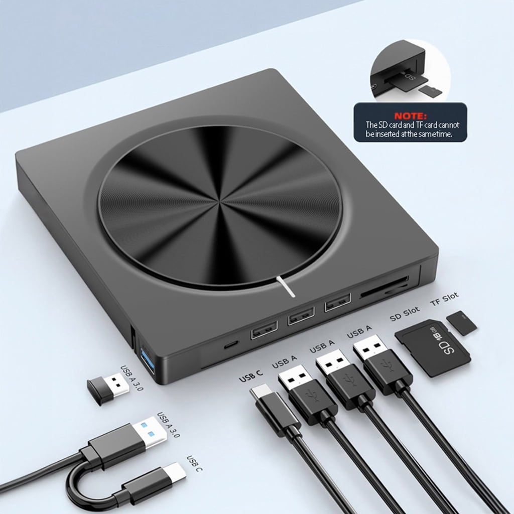 AOOOWER External CDs/DVDs Drive USB3.0 Type C with 4 USB Port and Two Card Slots for Various