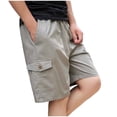 thumbnail image 4 of YLSDY Men's Solid Button Pocket Cargo Shorts, Elastic Waist Design, Outdoor Casual Stylish Shorts Gray XXL, 4 of 9