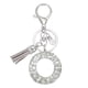 thumbnail image 1 of Llave de letra inicial Uxcell con borlas y perlas, llavero de letra O brillante con strass y anillo para llaves para bolso, carteras, llaves de coche, taza, plata, 1 of 7