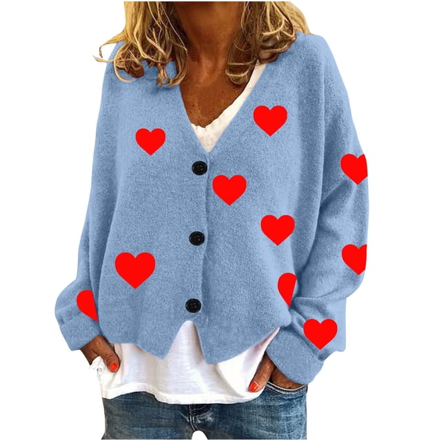 Jgppe Women's Drop Shoulder Cardigans Long Sleeve Button Front Cute Soft Loose Sweater Coat