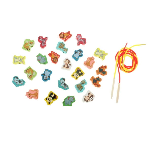 Paquete de 24 bloques de DIY para enhebrar bloques de juguete de montersori desarrollar actividades juguetes regalos de Animales Hugo juegos de enhebrar cuentas
