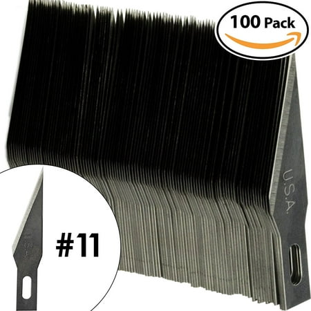 Premium USA-Made Steel Hobby Knife Blades Mega Bulk 100 Pack. Save Time and Shipping Costs! The Fine Point #11 Size Blade Universally Fits #1 Craft Knife Handles for Modeling and Papercraft (Best Blades For Cutting)