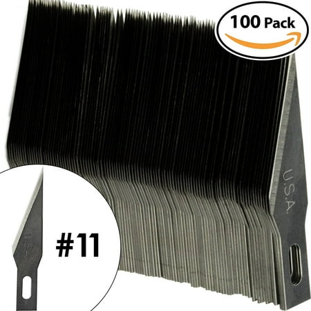 Hobby Blade - Premium USA-Made Steel Hobby Knife Blades Mega Bulk 100 Pack. Save Time and Shipping Costs! The Fine Point #11 Size Blade Universally Fits #1 Craft Knife Handles for Modeling and Papercraft Projects