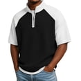 thumbnail image 3 of Men's Stand Collar T-Shirt, Sports Zipper Top Quick Dry Breathable, Short Sleeve Half Zip Athletic Fit, Moisture Wicking Stretch Fabric, Casual Gym Workout Running Golf | Zenithor,Black L, 3 of 6
