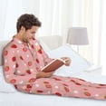 thumbnail image 6 of Naloa Strawberries Men’s Pajamas Set - Long Sleeve Button Down Sleep Shirt and Pajama Bottoms Sleepwear Set-Large, 6 of 7