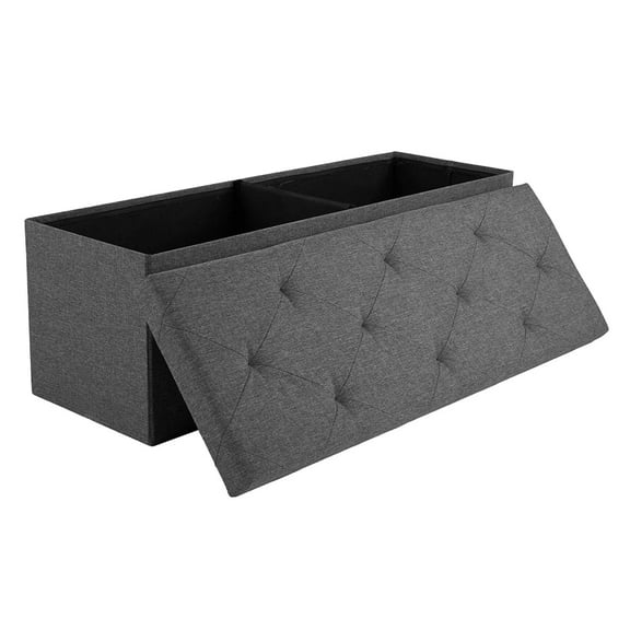 MCQ 43" Foldable Storage Ottoman Bench, Multifunctional Footrest Stool for Bedroom, Living Room, Gray