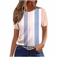 thumbnail image 2 of Blmnix Tshirts for Women Graphic T Shirts Pullover Striped Shirt Tshirts Short Sleeve Pink Crew Neck Spring Shirts for Women 2026,XL, 2 of 5