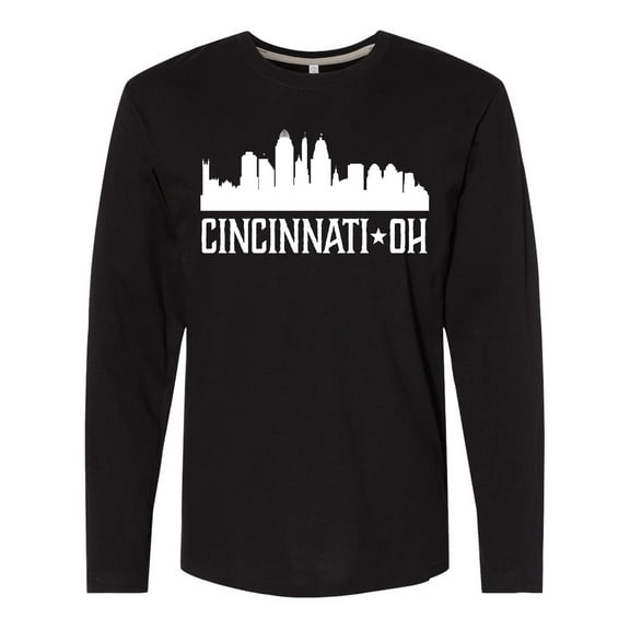Inktastic Cincinnati Ohio Skyline City Silhouette Long Sleeve T-Shirt