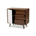 thumbnail image 3 of Baxton Studio Grover Mid-Century Modern Two-Tone Cherry Brown and White Finished Wood 1-Door Sideboard Buffet, 3 of 9