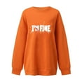 thumbnail image 3 of Womens Oversized Hoodies Ndbuld Women's Printed Off Shoulder Hoodless Sweatshirt With Round Neck And Long Sleeved Top Orange XL, 3 of 3