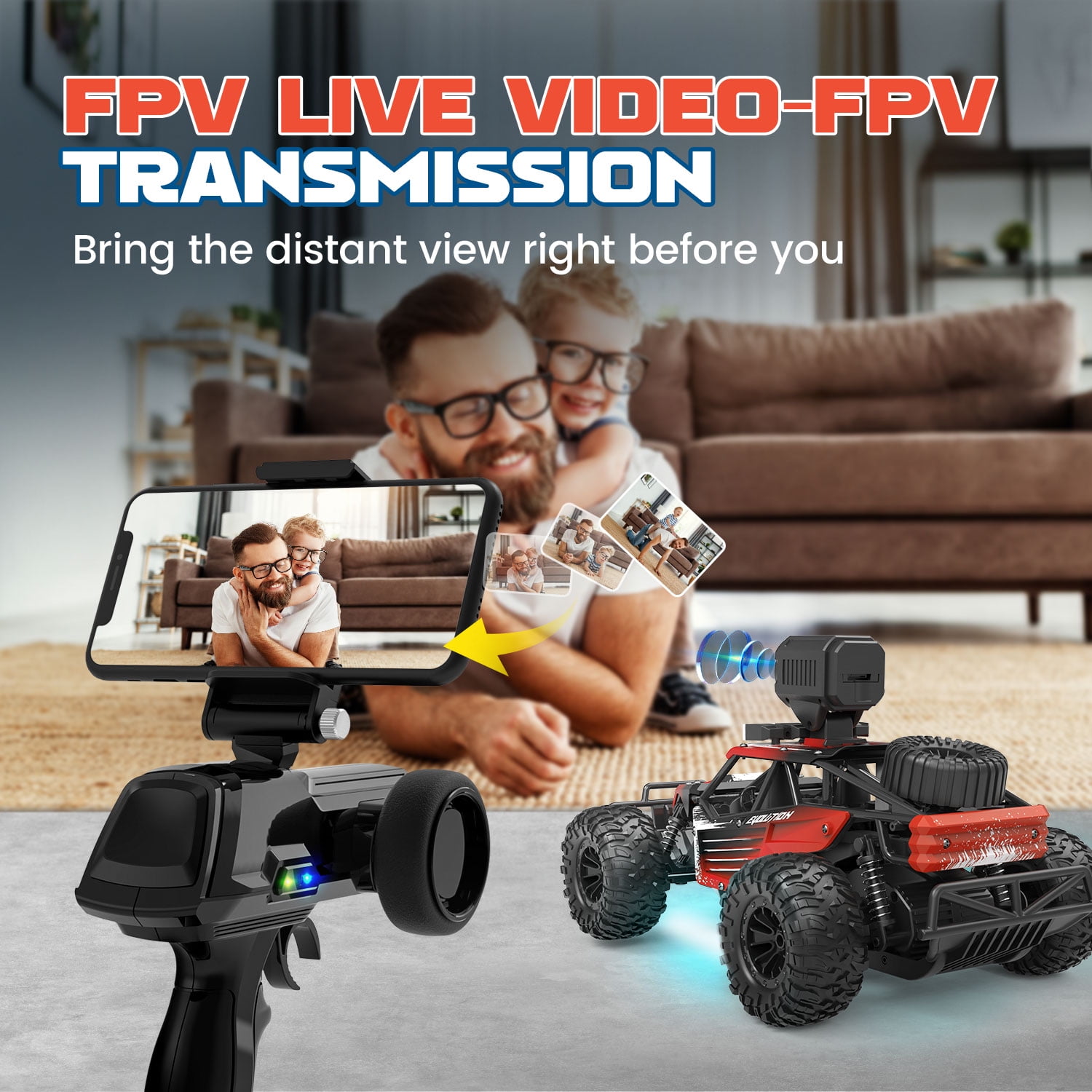JoyStone RC Car with 1080P FPV Camera, 2.4Ghz Remote Control Car, 1:16 Scale Off-Road High Speed Remote Control Truck for Kids Adults 2 Batteries for 60 Min Play, Red