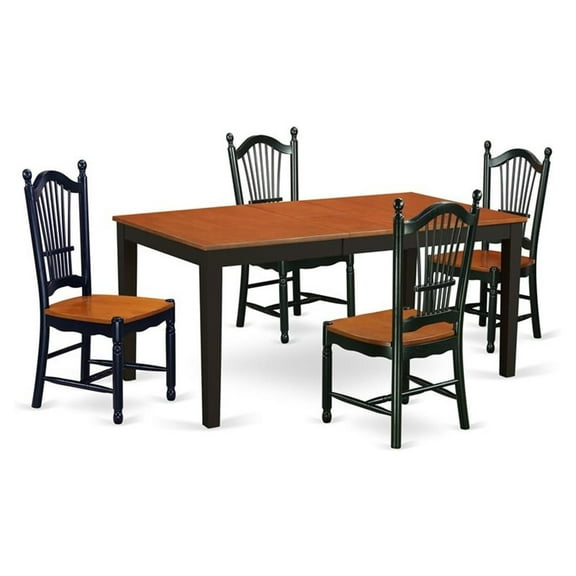 East West Furniture Nicoli 5Pcs Wood Dinette Set in Black/Cherry