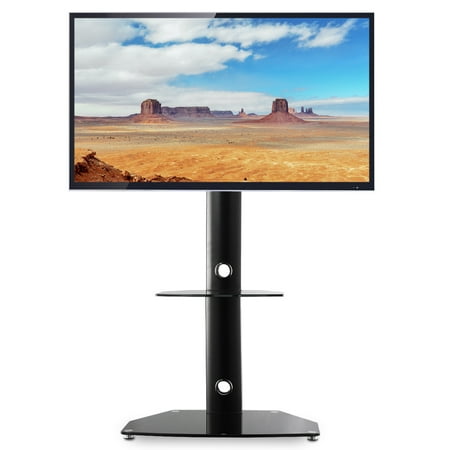- Rfiver Swivel Universal Floor TV Stand with Mount and Audio Shelf for 27 32 37 42 47 50 55 inch LCD LED OLED QLED Flat Panel and Curved TVs TF7001