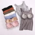 WBQ Women's Tank Top with Built in Bra Wide Shoulder Strap Camisoles Padded Bra Undershirt Basic