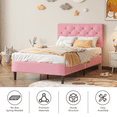 thumbnail image 3 of 4 Ever Winner Adjustable Twin Bed Frame, Pink Upholstered with Tufted Headboard forbedroom, 3 of 8
