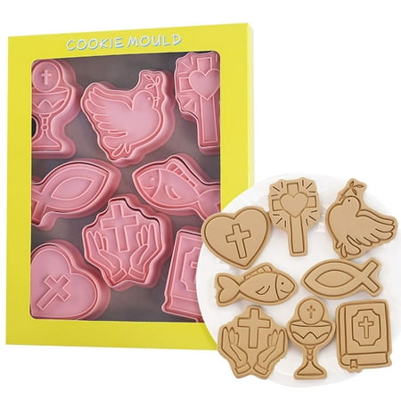 

TAONMEISU Cookie Cutters 8PCS | 3D Cartoon Christian Biscuit Mold | Cute Cookie Stamped Embossed Kitchen Baking Pastry Bakeware Tool for Holiday Party Decoration Supplies