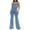 Blue pants for women, variant on ZZwxWA Pants Women Cold Shoulder Suspender Straight Jeans Rompers Fashion Bell-Bottoms Comfy Homewear Wide Leg Solid Jumpsuits High Waist Trousers