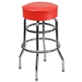 thumbnail image 1 of Tabouret de bar chromé à double anneau avec siège rouge, 1 of 9