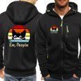 thumbnail image 3 of Ew People Wear Mask Black Cat Sudadera con capucha para hombre 2024 Nueva moda Sudadera con cremallera Polar Sudadera con capucha suelta cálida Ropa gruesa informal para hombre, 3 of 4