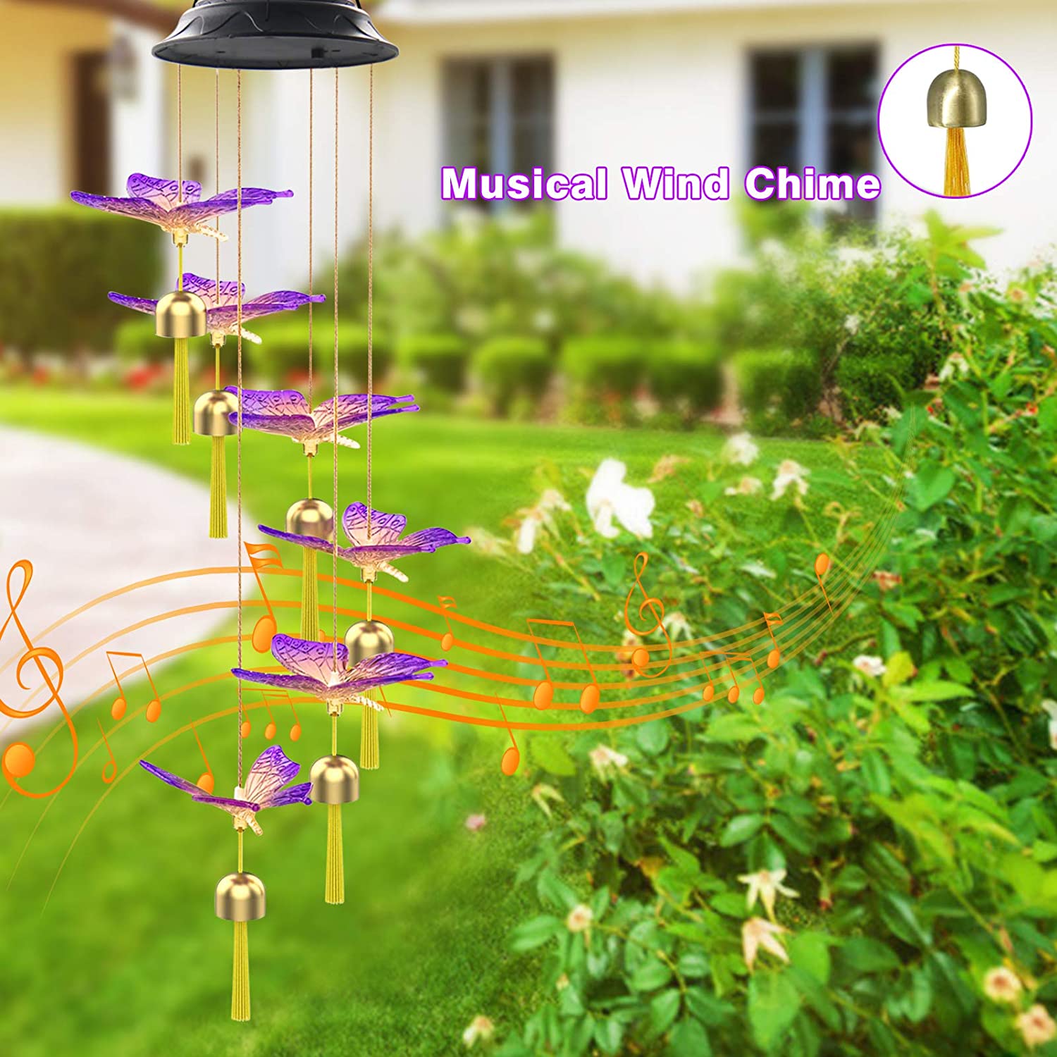 QiShi Solar Butterfly Wind Chimes with LED Lights photo 6