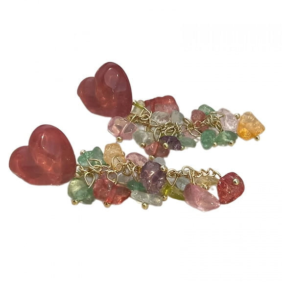 DESIGNICE Statement Colorful Stone Clip on Earrings for Summer Stylish Dangle Ear Rings,Statement Earrings,Colorful Earrings