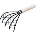 thumbnail image 1 of Clam Rake With Net 5 Prongs Wooden Handle Rake Shell Dig Tool Digging Seafood Accessories Weeding Agricultural Tool, 1 of 5