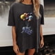 thumbnail image 4 of ICHUANYI Clearance Women's Fashion Round Neck Vintage Drop Sleeves Print Short Sleeve Tops Blouse(Dark Gray, XL) ICHUANYI WER2023080808023, 4 of 9