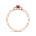thumbnail image 2 of ANGARA Natural Solitaire Oval Ruby Split Shank Engagement Ring with Trio Diamonds in 14K Rose Gold for Women (Size-6x4mm) | July Birthstone, Anniversary, Jewelry Gift for Women | Natural Ruby Ring, 2 of 9