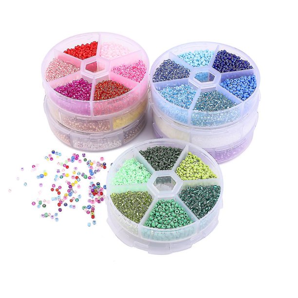Diy cuentas de mijo de vidrio de Color sólido, conjunto de cuentas de pintura de combinación de 6 colores, accesorios de joyería Diy