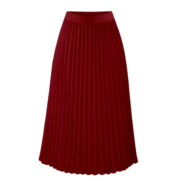 Fankiway Fashion Women Loose Casual High Waist Solid Long Ankle Pleated Skirt Womens Plus Size Skirts Womens Summer Skirts
