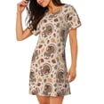 thumbnail image 2 of Xecao Mignonne Chemise de Nuit d'Automne pour Femmes, Manches Courtes, Décontractée, Imprimée, 2 of 6