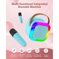 thumbnail image 3 of Mini Bocina Bluetooth Portátil Karaoke con Dos Micrófonos Inalámbricos, Parlante con Luces RGB Coloridas, Conexión Bluetooth 5.0 para Fiesta Hogar y Viajes，Azul, 3 of 7