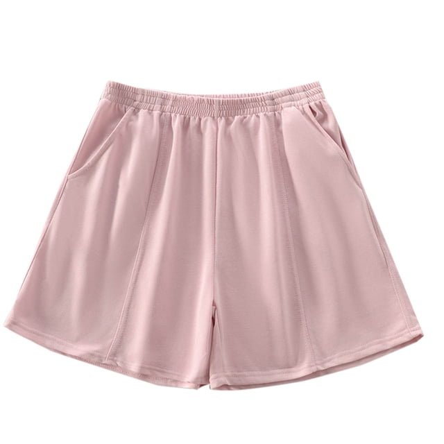 Timegard Running Shorts for Women Plus Size Wide Leg Elastic Waisted Sweatshorts Workout Shorts with Pockets