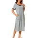 thumbnail image 4 of Camisón de noche de mujer Inspire Chic con escote en V, abertura lateral, manga corta, camisón largo con bolsillos, S, gris, 4 of 6